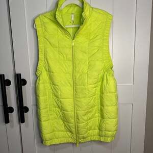 Free People FP Movement Vest Sleeveless Zip Puffer Bright Yellow Womens Large
